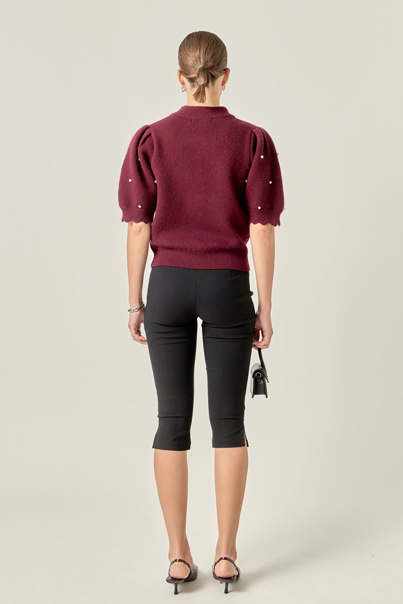 ENGLISH FACTORY - Scalloped Puff Sleeve Embellishment Knit - TOPS available at Objectrare