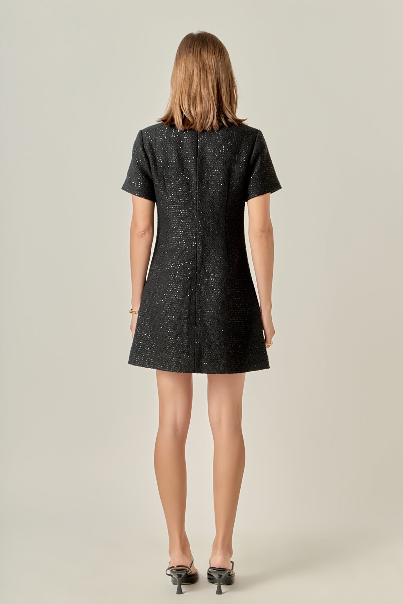 ENGLISH FACTORY - Collar Pointed Tweed Mini Dress - DRESSES available at Objectrare