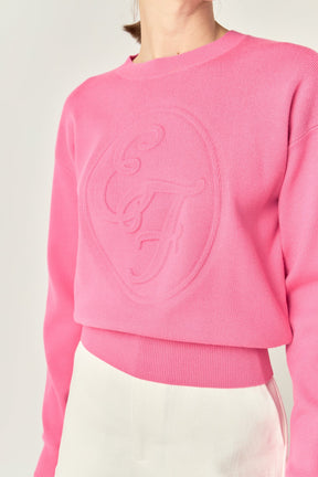 ENGLISH FACTORY - Embo Logo Knit Sweater - TOPS available at Objectrare