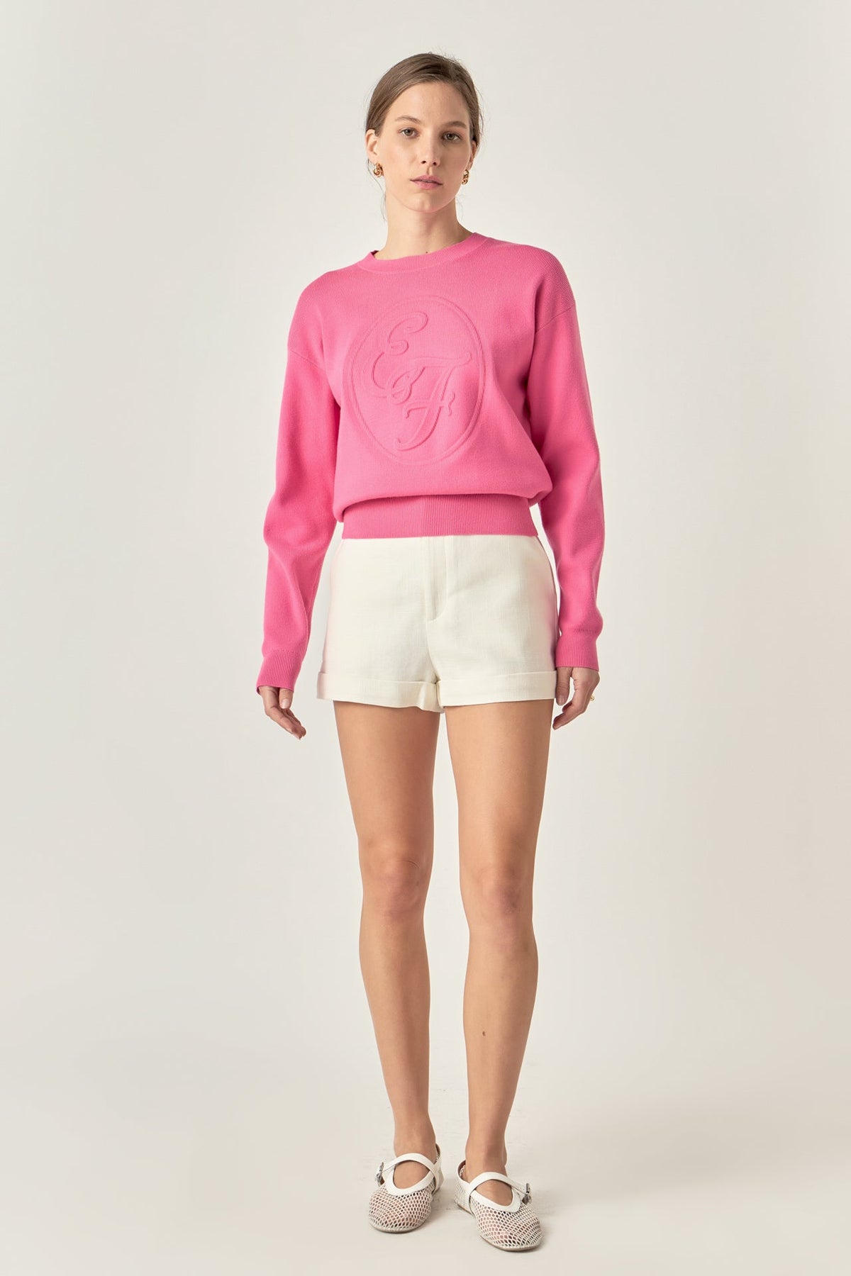 ENGLISH FACTORY - Embo Logo Knit Sweater - TOPS available at Objectrare