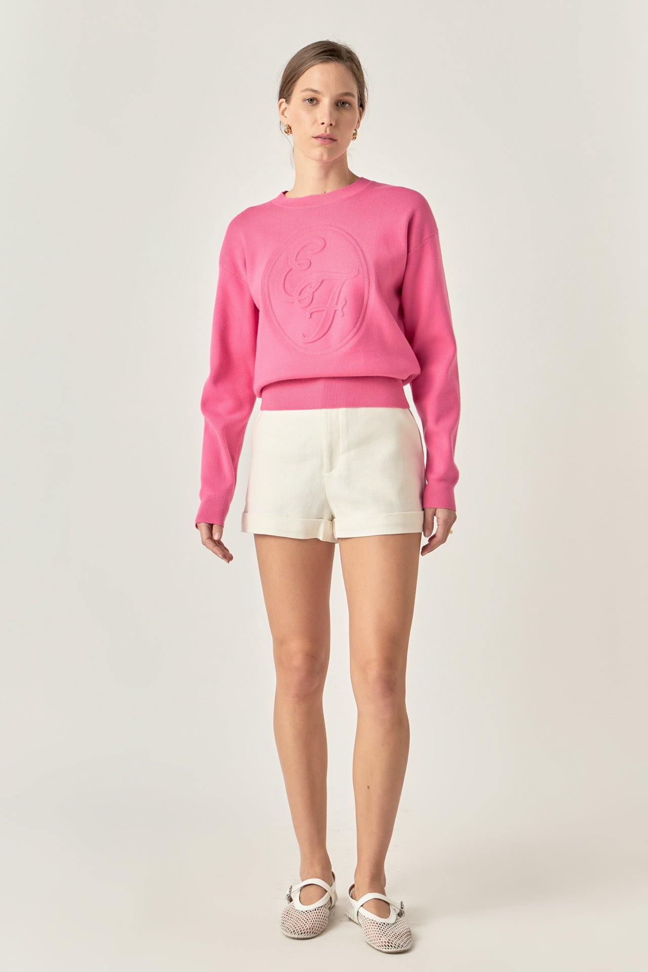 ENGLISH FACTORY - Embo Logo Knit Sweater - TOPS available at Objectrare
