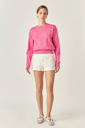 ENGLISH FACTORY - Embo Logo Knit Sweater - TOPS available at Objectrare