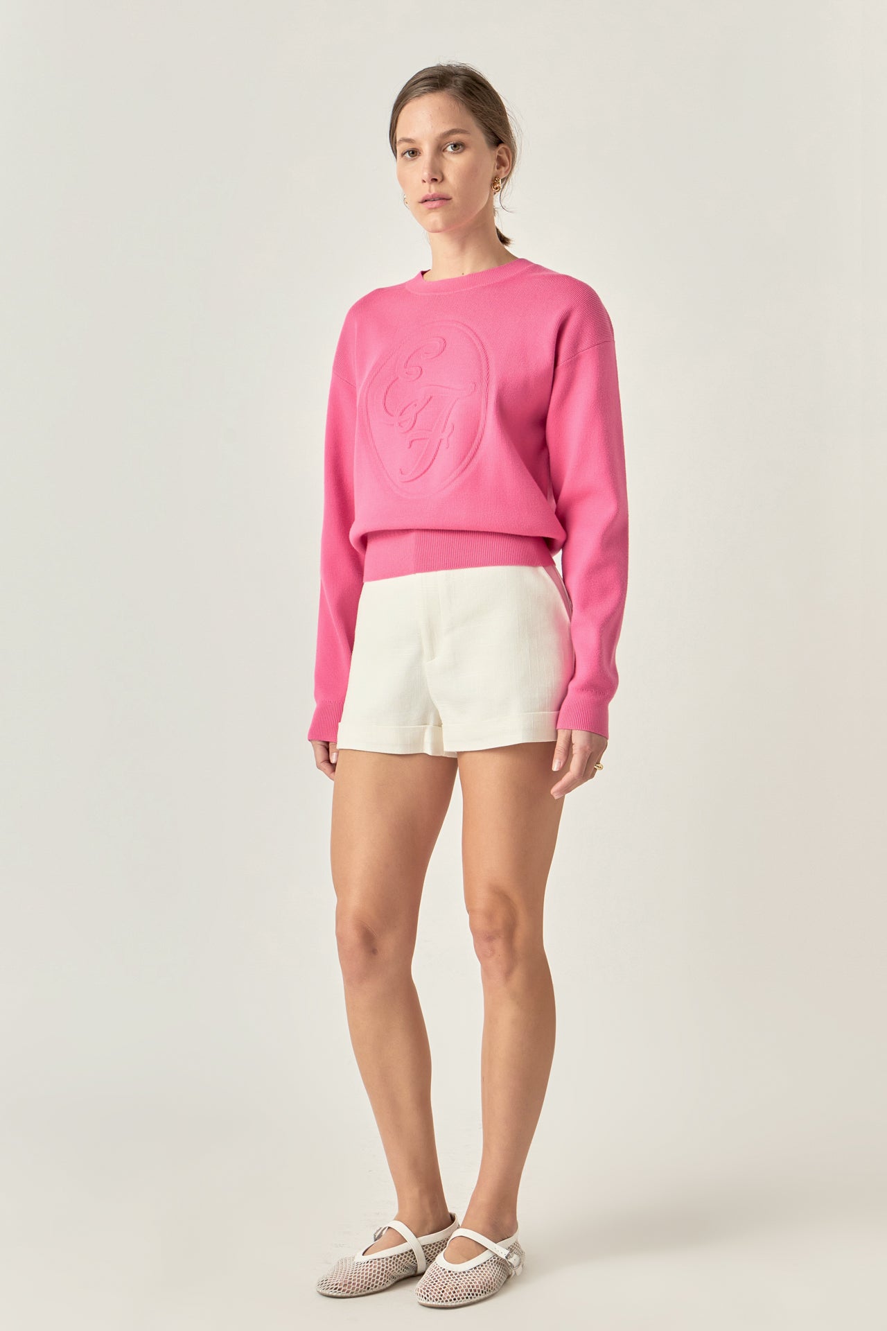 ENGLISH FACTORY - Embo Logo Knit Sweater - TOPS available at Objectrare