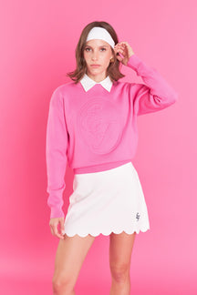 ENGLISH FACTORY - Embo Logo Knit Sweater - TOPS available at Objectrare