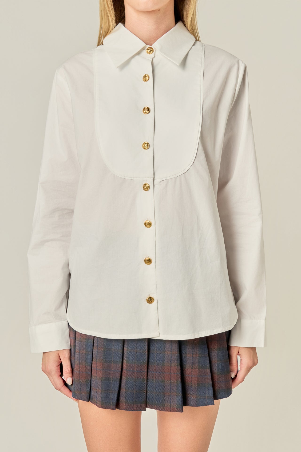 ENGLISH FACTORY - Bib Collar Detailed Shirt - BLOUSES available at Objectrare