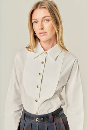 ENGLISH FACTORY - Bib Collar Detailed Shirt - BLOUSES available at Objectrare