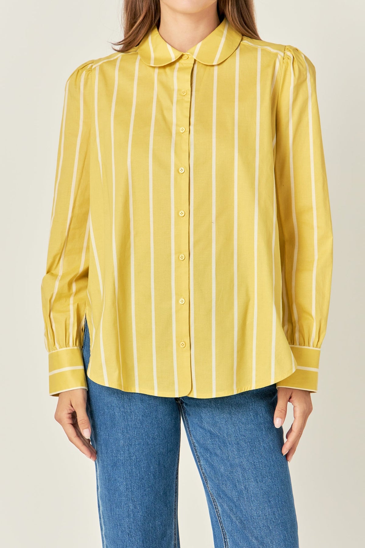 ENGLISH FACTORY - Round Collar Stripe Shirt - TOPS available at Objectrare