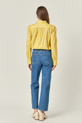 ENGLISH FACTORY - Round Collar Stripe Shirt - TOPS available at Objectrare