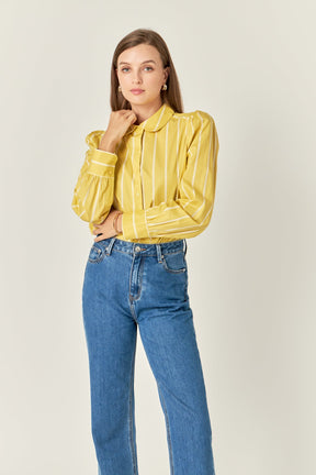 ENGLISH FACTORY - Round Collar Stripe Shirt - TOPS available at Objectrare