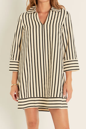 ENGLISH FACTORY - English Factory - Stripe Collared Mini Dress - DRESSES available at Objectrare