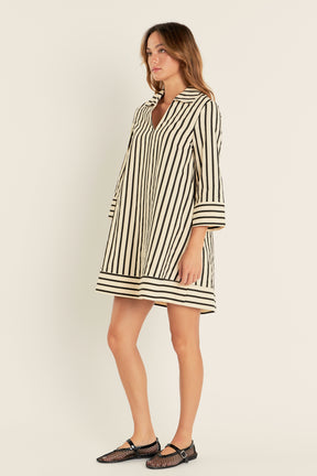 ENGLISH FACTORY - English Factory - Stripe Collared Mini Dress - DRESSES available at Objectrare