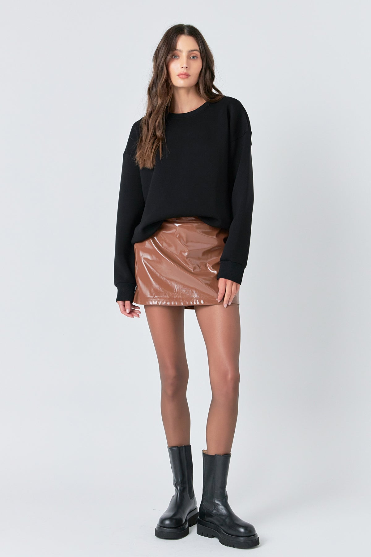 GREY LAB - Glossy Leather Skort - SKORTS available at Objectrare