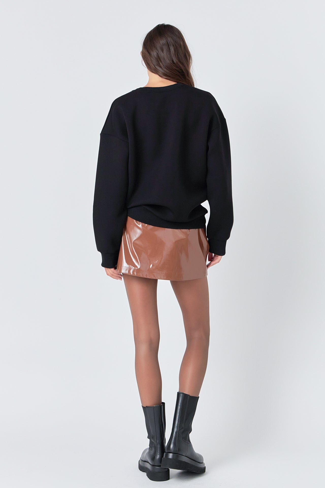 GREY LAB - Glossy Faux Leather Skort - SKORTS available at Objectrare