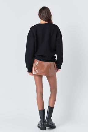 GREY LAB - Glossy Faux Leather Skort - SKORTS available at Objectrare