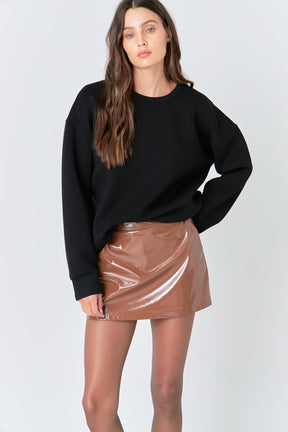 GREY LAB - Glossy Faux Leather Skort - SKORTS available at Objectrare