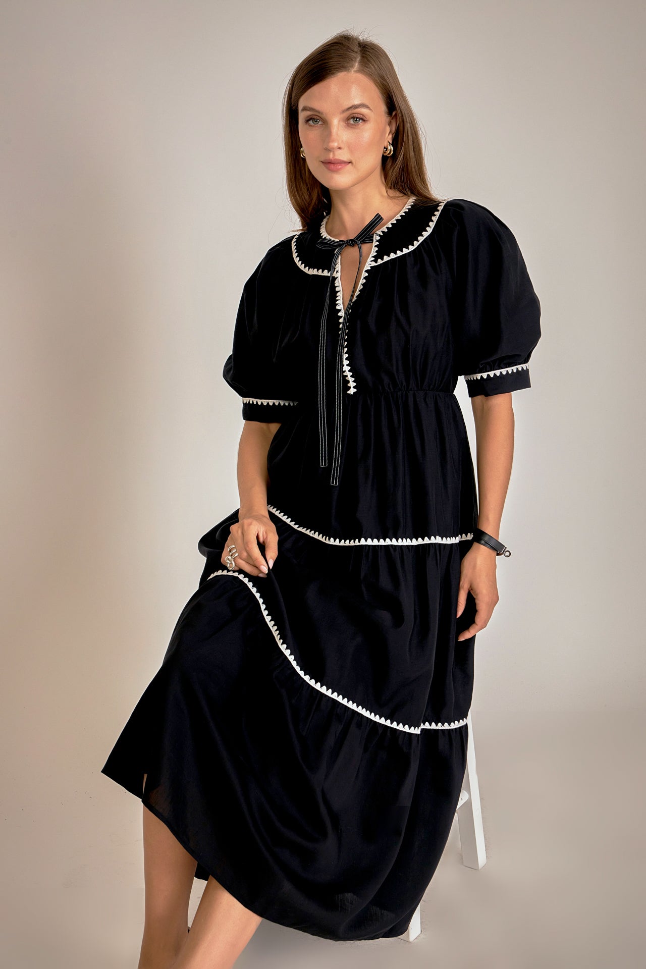 ENGLISH FACTORY - Embroidery Midi Dress - DRESSES available at Objectrare