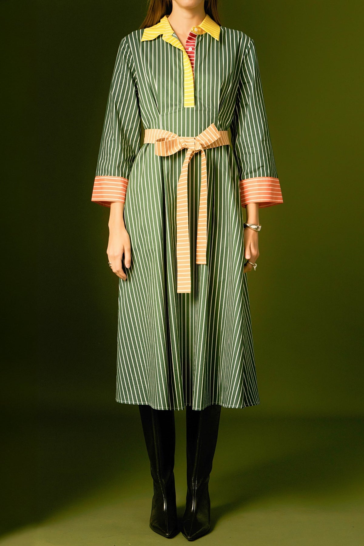 ENGLISH FACTORY - English Factory - Colorblock Detail Shirt Dress - DRESSES available at Objectrare