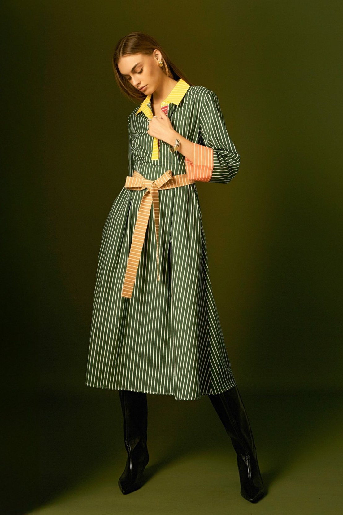 ENGLISH FACTORY - English Factory - Colorblock Detail Shirt Dress - DRESSES available at Objectrare