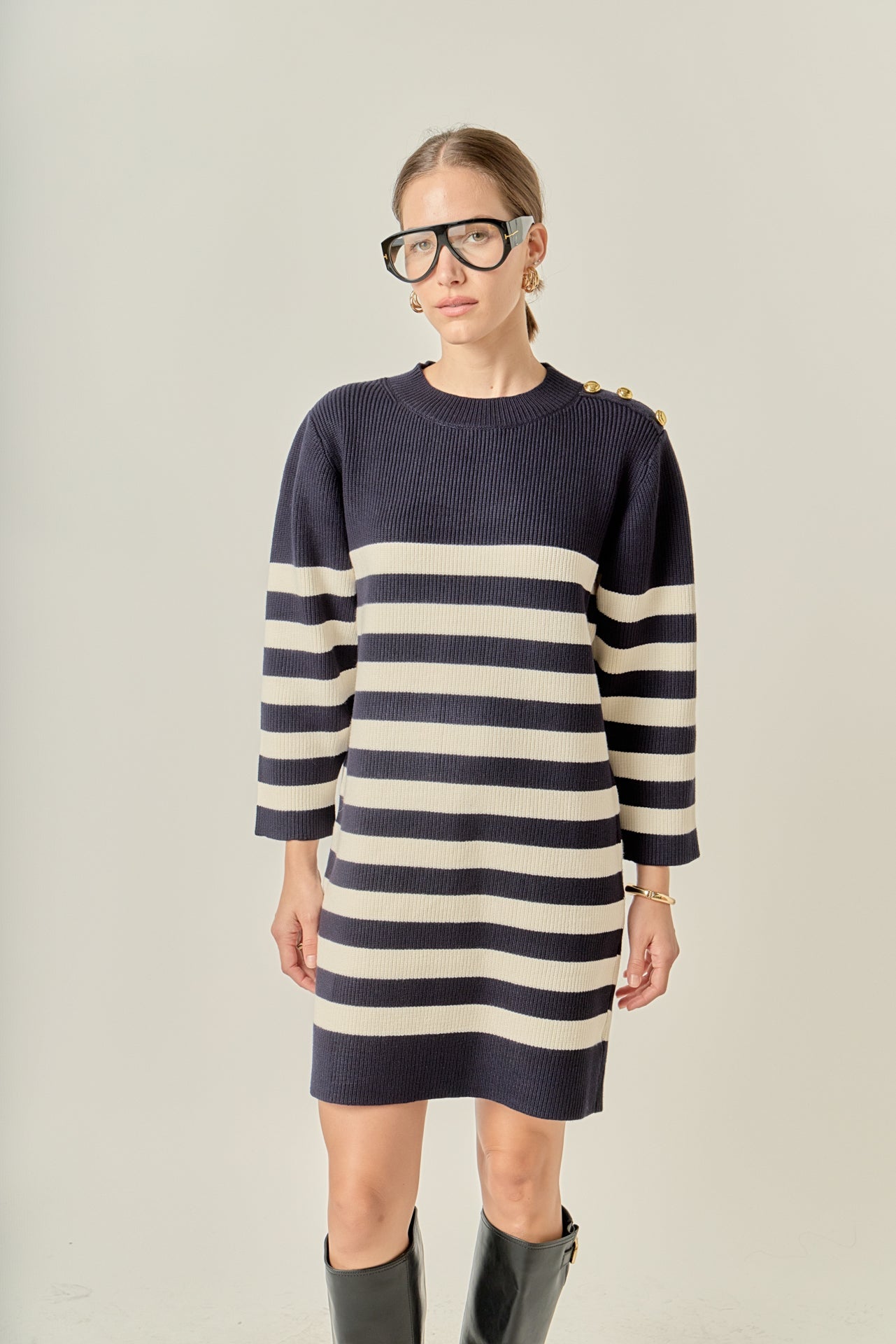 ENGLISH FACTORY - Stripe Knit Dress - DRESSES available at Objectrare