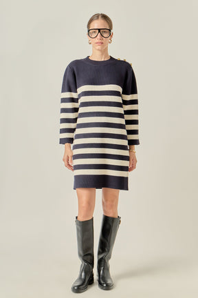 ENGLISH FACTORY - Stripe Knit Dress - DRESSES available at Objectrare