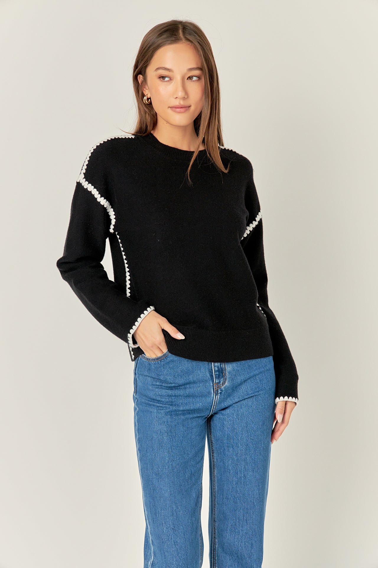 ENGLISH FACTORY - Embroidery Detailed Sweater - SWEATERS & KNITS available at Objectrare