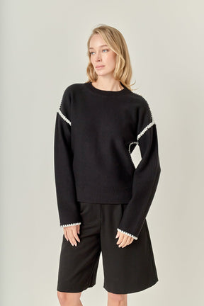 ENGLISH FACTORY - Embroidery Detailed Sweater - SWEATERS & KNITS available at Objectrare