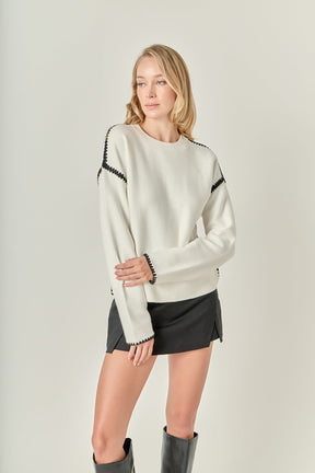 ENGLISH FACTORY - Embroidery Detailed Sweater - SWEATERS & KNITS available at Objectrare