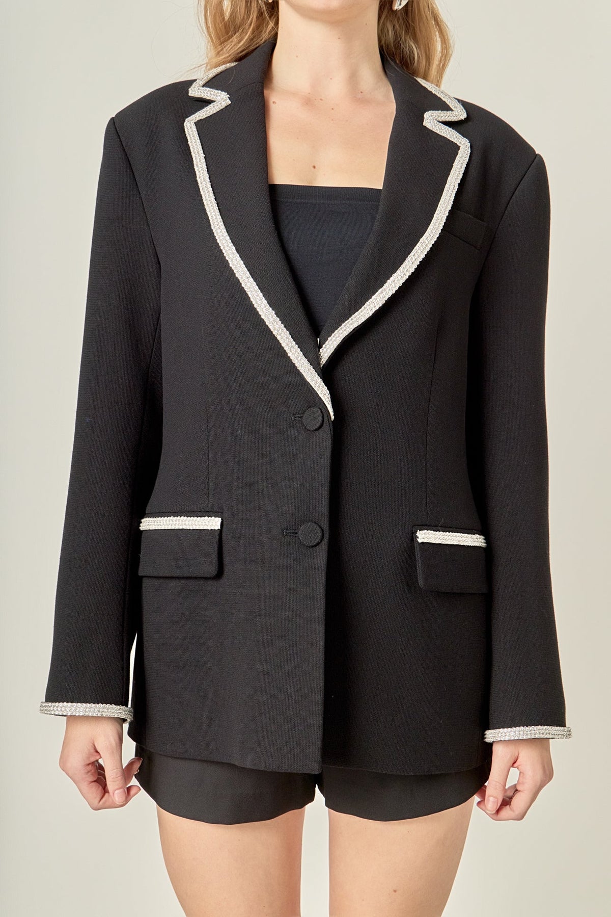 ENGLISH FACTORY - Rhinestone Trimmed Jacket - BLAZERS available at Objectrare