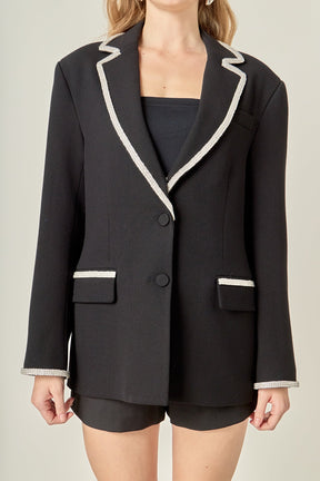 ENGLISH FACTORY - Rhinestone Trimmed Jacket - BLAZERS available at Objectrare