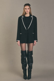 ENGLISH FACTORY - Rhinestone Trimmed Jacket - BLAZERS available at Objectrare