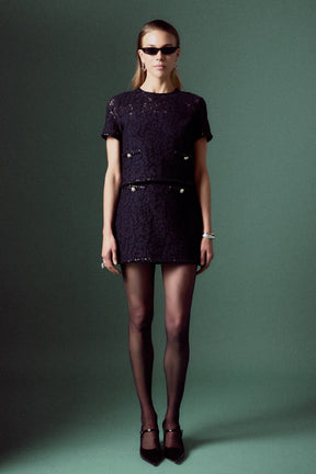 ENGLISH FACTORY - English Factory - Lace Sequin Mini - SKIRTS available at Objectrare