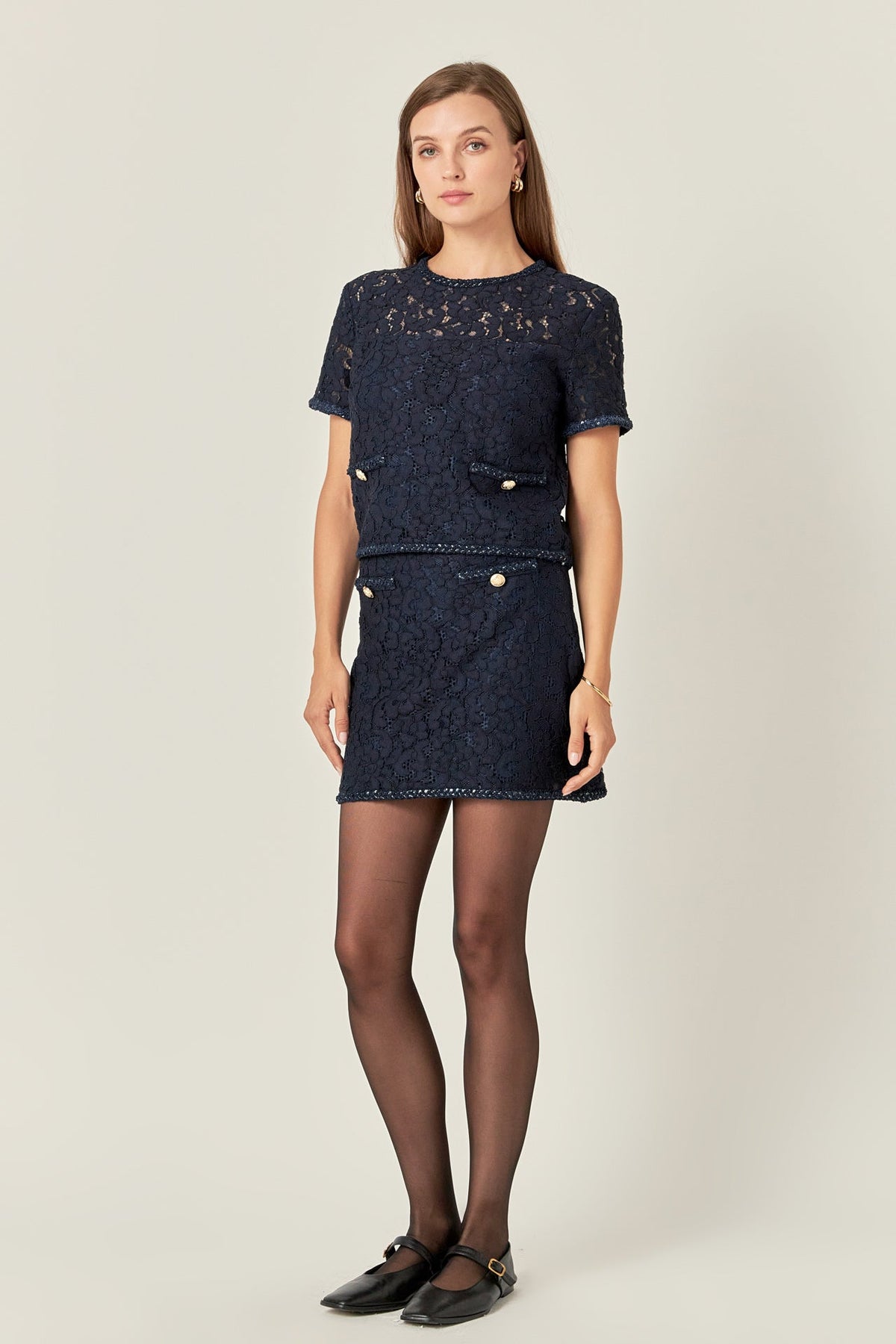 ENGLISH FACTORY - Lace Sequin Mini - SKIRTS available at Objectrare