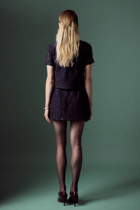 ENGLISH FACTORY - English Factory - Lace Sequin Mini Skirt - SKIRTS available at Objectrare