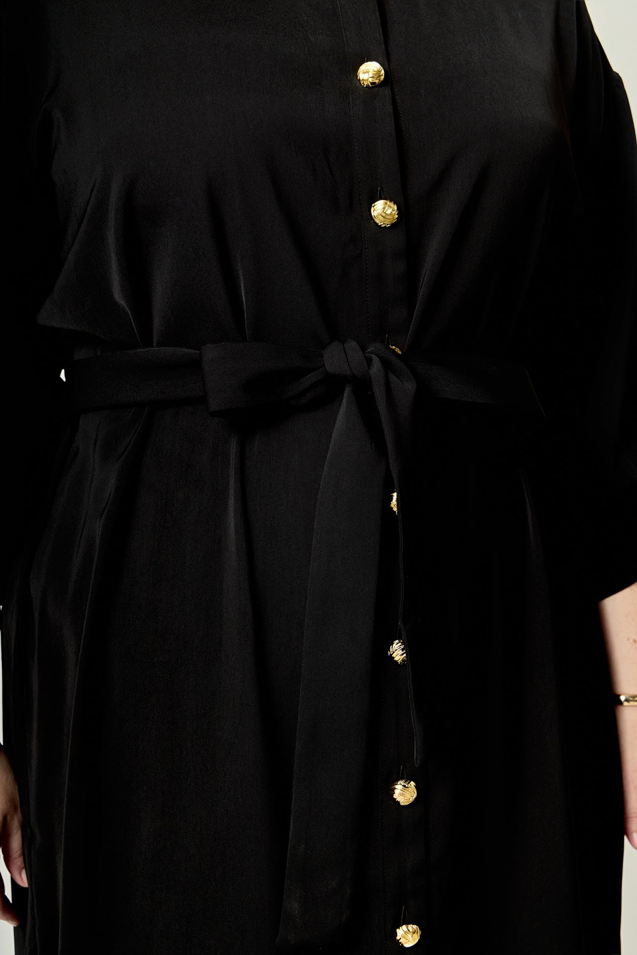 ENGLISH FACTORY - Gold Button Belted Shirt Dress - DRESSES available at Objectrare