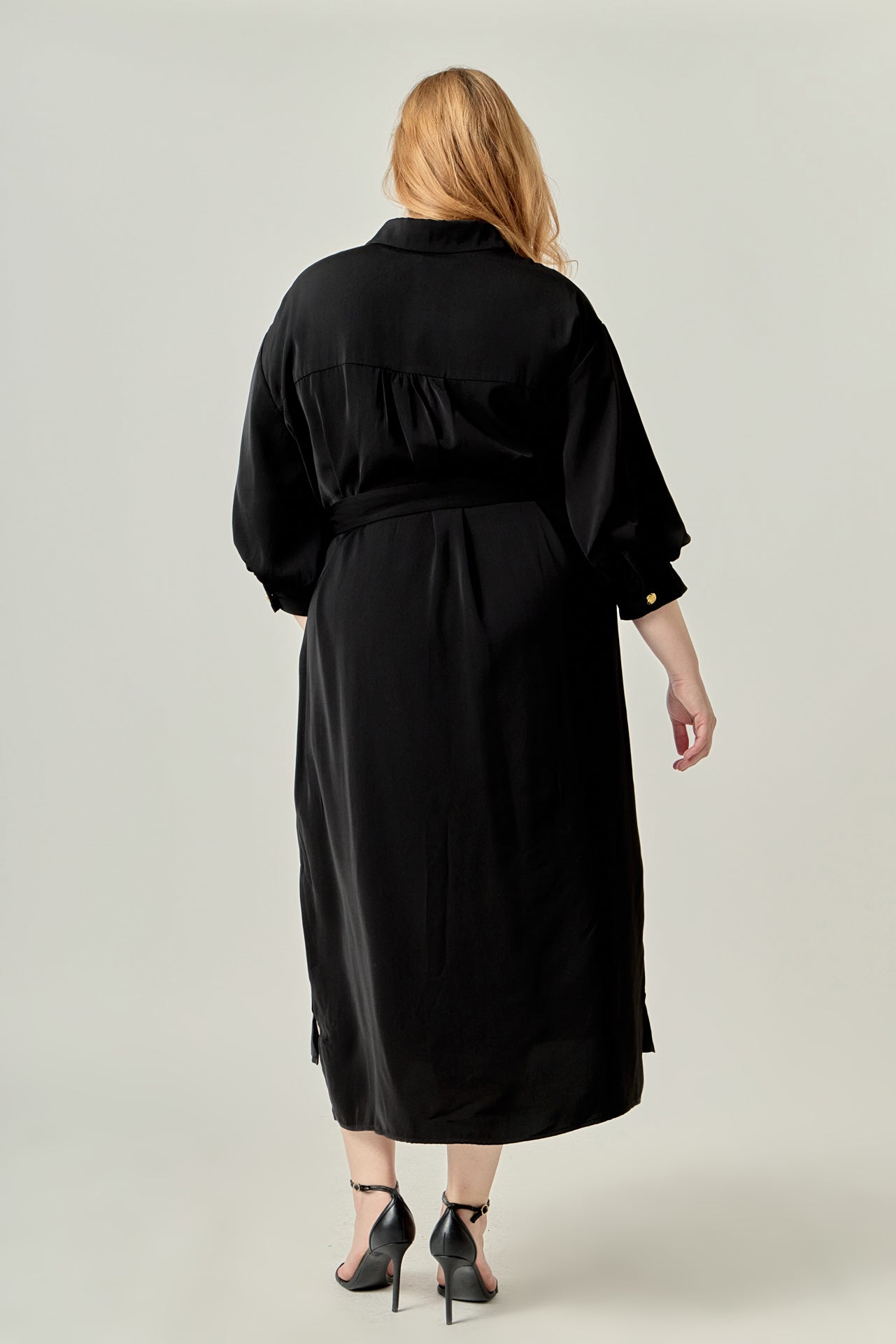 ENGLISH FACTORY - Gold Button Belted Shirt Dress - DRESSES available at Objectrare