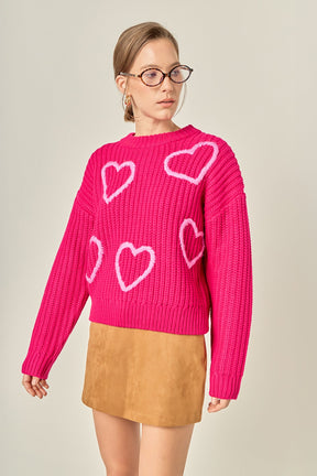 ENGLISH FACTORY - Heart Embroidery Knit Top - SWEATERS & KNITS available at Objectrare