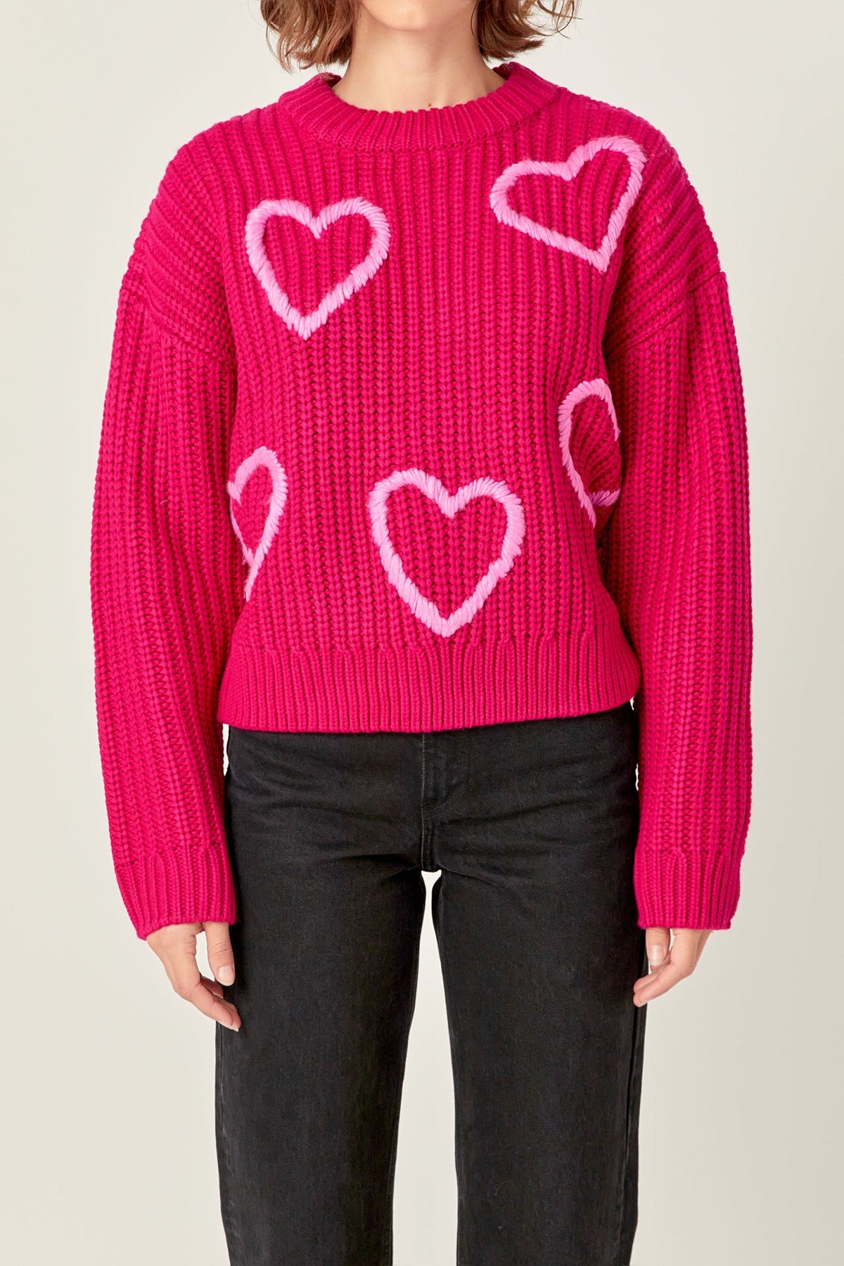 ENGLISH FACTORY - Heart Embroidery Knit Top - SWEATERS & KNITS available at Objectrare