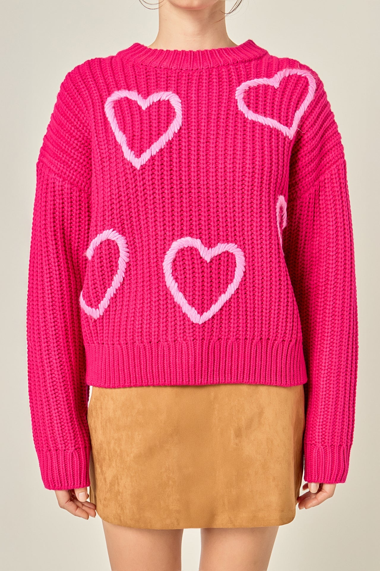 ENGLISH FACTORY - Heart Embroidery Knit Top - SWEATERS & KNITS available at Objectrare