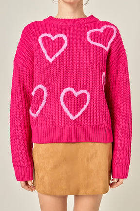ENGLISH FACTORY - Heart Embroidery Knit Top - SWEATERS & KNITS available at Objectrare