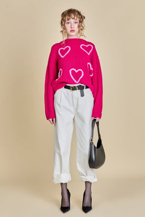 ENGLISH FACTORY - Heart Embroidery Knit Top - SWEATERS & KNITS available at Objectrare
