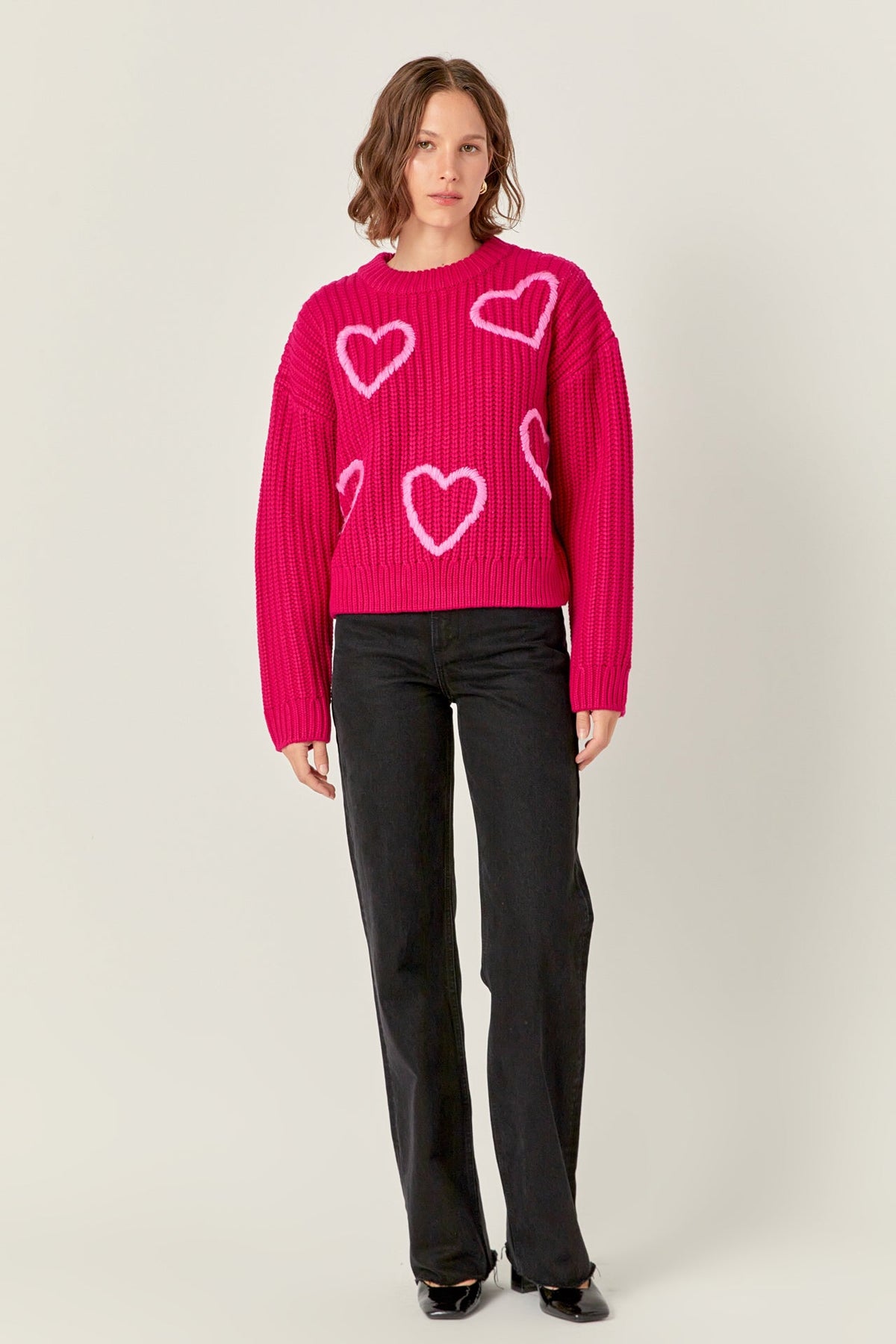 ENGLISH FACTORY - Heart Embroidery Knit Top - SWEATERS & KNITS available at Objectrare