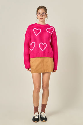 ENGLISH FACTORY - Heart Embroidery Knit Top - SWEATERS & KNITS available at Objectrare