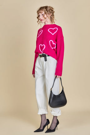 ENGLISH FACTORY - Heart Embroidery Knit Top - SWEATERS & KNITS available at Objectrare