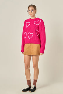 ENGLISH FACTORY - Heart Embroidery Knit Top - SWEATERS & KNITS available at Objectrare