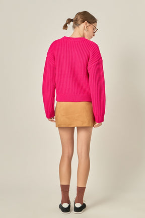 ENGLISH FACTORY - Heart Embroidery Knit Top - SWEATERS & KNITS available at Objectrare