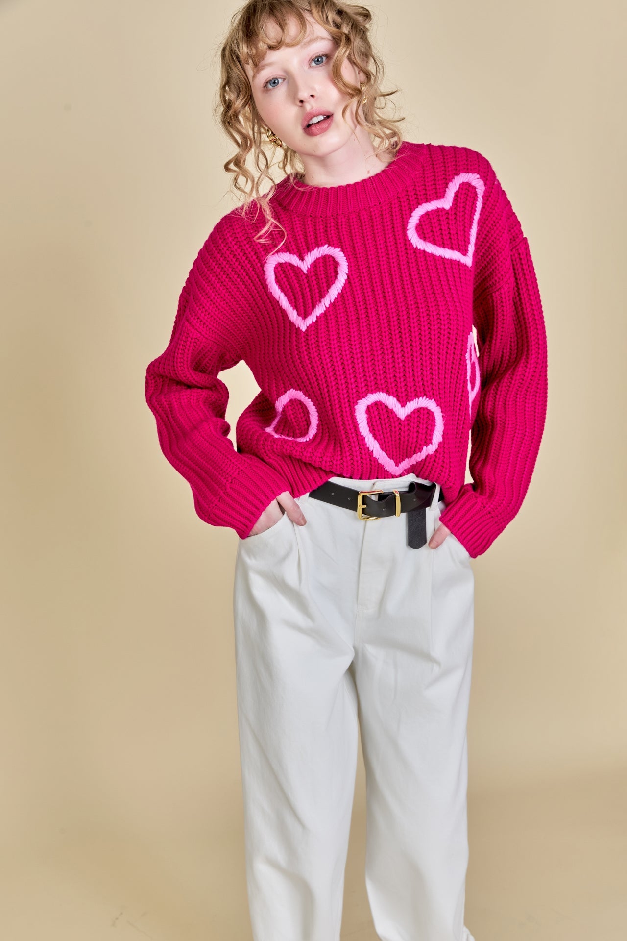 ENGLISH FACTORY - Heart Embroidery Knit Top - SWEATERS & KNITS available at Objectrare