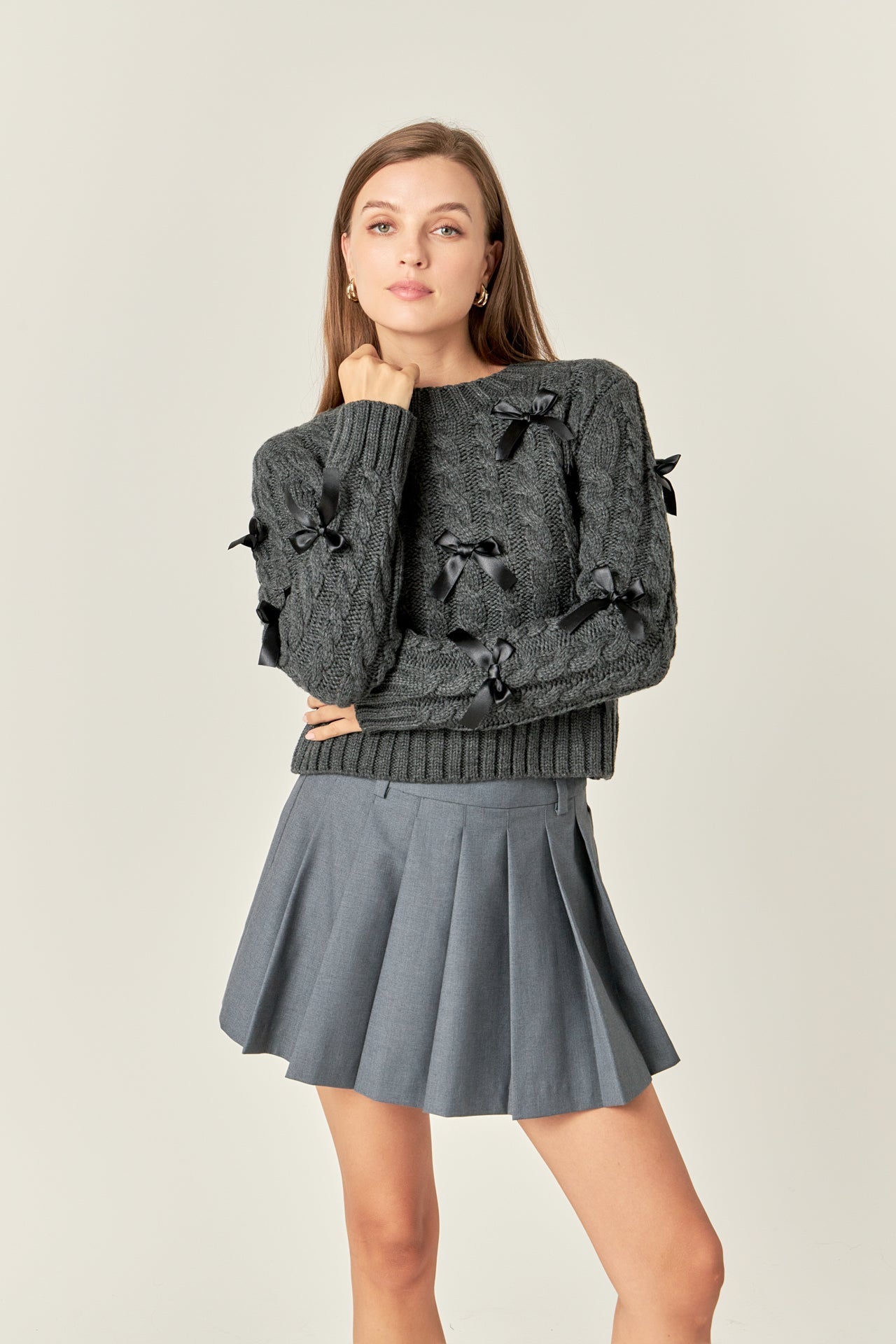 ENGLISH FACTORY - Cable Bow Knit - TOPS available at Objectrare