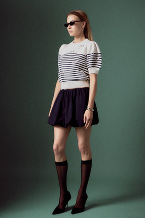 ENGLISH FACTORY - Bow Detailed Stripe Knit - TOPS available at Objectrare