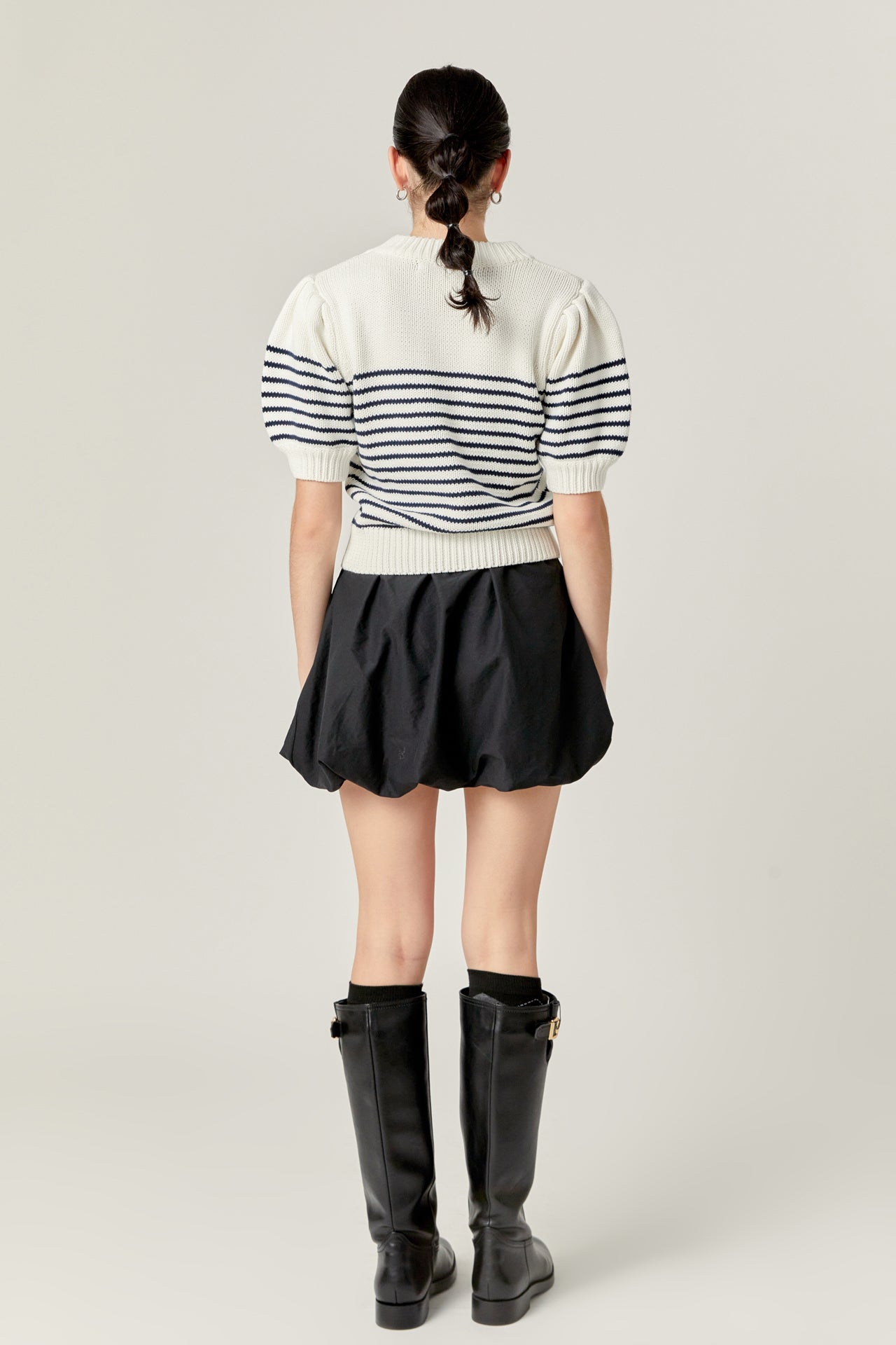 ENGLISH FACTORY - Bow Detailed Stripe Knit - TOPS available at Objectrare