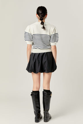 ENGLISH FACTORY - Bow Detailed Stripe Knit - TOPS available at Objectrare